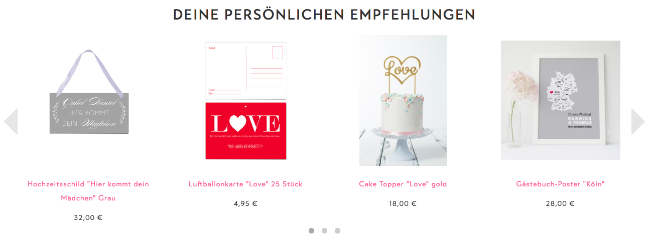 Design-Grusskarten Recommendation Widget Beispiel