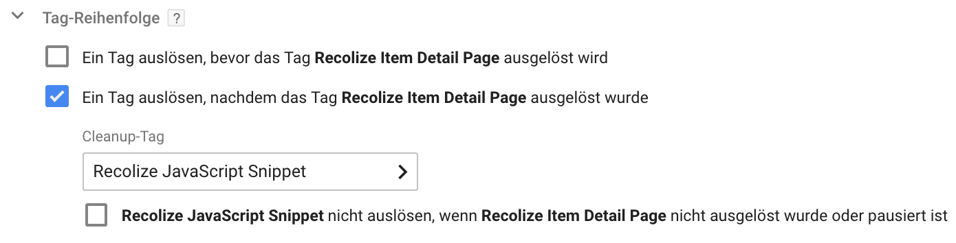 Google Tag Manager Tag Reihenfolge